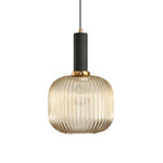 Flair Glass Pendant Light – Art Deco Reeded Glass Ceiling Lamp for Dining Room and Living Room