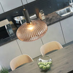 Flair Glass Pendant Light – Art Deco Reeded Glass Ceiling Lamp for Dining Room and Living Room