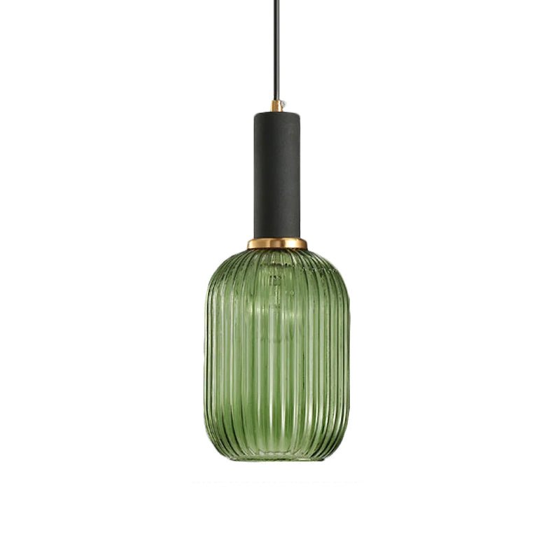 Flair Glass Pendant Light – Art Deco Reeded Glass Ceiling Lamp for Dining Room and Living Room