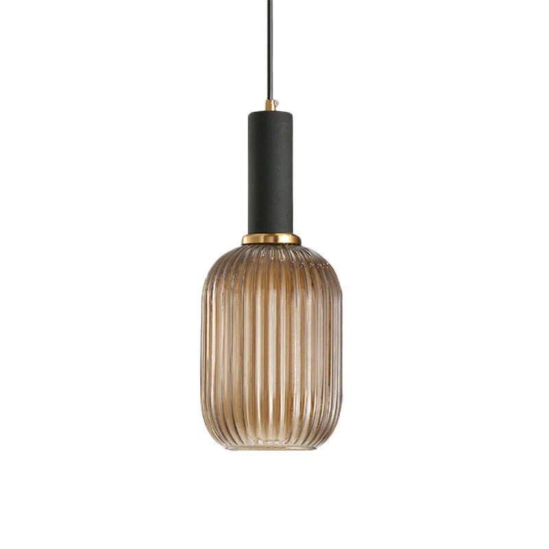Flair Glass Pendant Light – Art Deco Reeded Glass Ceiling Lamp for Dining Room and Living Room