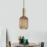 Flair Glass Pendant Light – Art Deco Reeded Glass Ceiling Lamp for Dining Room and Living Room