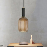 Flair Glass Pendant Light – Art Deco Reeded Glass Ceiling Lamp for Dining Room and Living Room