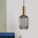 Flair Glass Pendant Light – Art Deco Reeded Glass Ceiling Lamp for Dining Room and Living Room