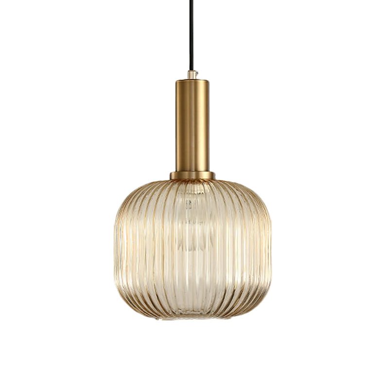 Flair Glass Pendant Light – Art Deco Reeded Glass Ceiling Lamp for Dining Room and Living Room