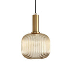 Flair Glass Pendant Light – Art Deco Reeded Glass Ceiling Lamp for Dining Room and Living Room