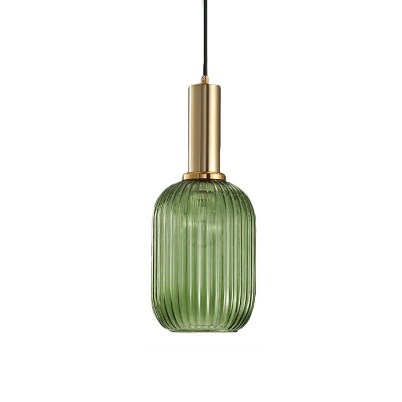 Flair Glass Pendant Light – Art Deco Reeded Glass Ceiling Lamp for Dining Room and Living Room