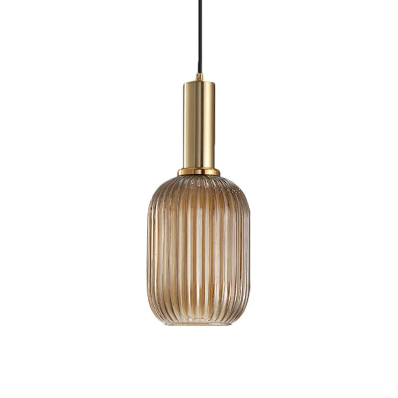 Flair Glass Pendant Light – Art Deco Reeded Glass Ceiling Lamp for Dining Room and Living Room