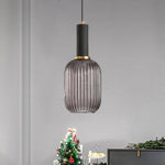 Flair Glass Pendant Light – Art Deco Reeded Glass Ceiling Lamp for Dining Room and Living Room