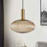 Flair Glass Pendant Light – Art Deco Reeded Glass Ceiling Lamp for Dining Room and Living Room