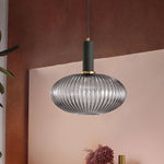 Flair Glass Pendant Light – Art Deco Reeded Glass Ceiling Lamp for Dining Room and Living Room