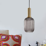 Flair Glass Pendant Light – Art Deco Reeded Glass Ceiling Lamp for Dining Room and Living Room