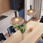 Flair Glass Pendant Light – Art Deco Reeded Glass Ceiling Lamp for Dining Room and Living Room