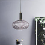 Flair Glass Pendant Light – Art Deco Reeded Glass Ceiling Lamp for Dining Room and Living Room