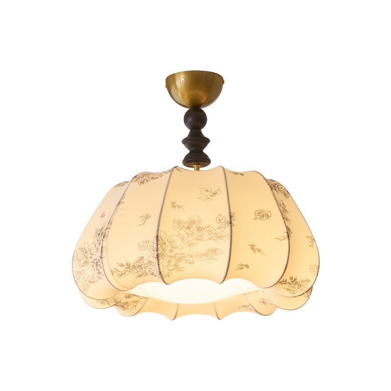 Fleurina Flush Mount Ceiling Light – Fabric, Metal & Wood