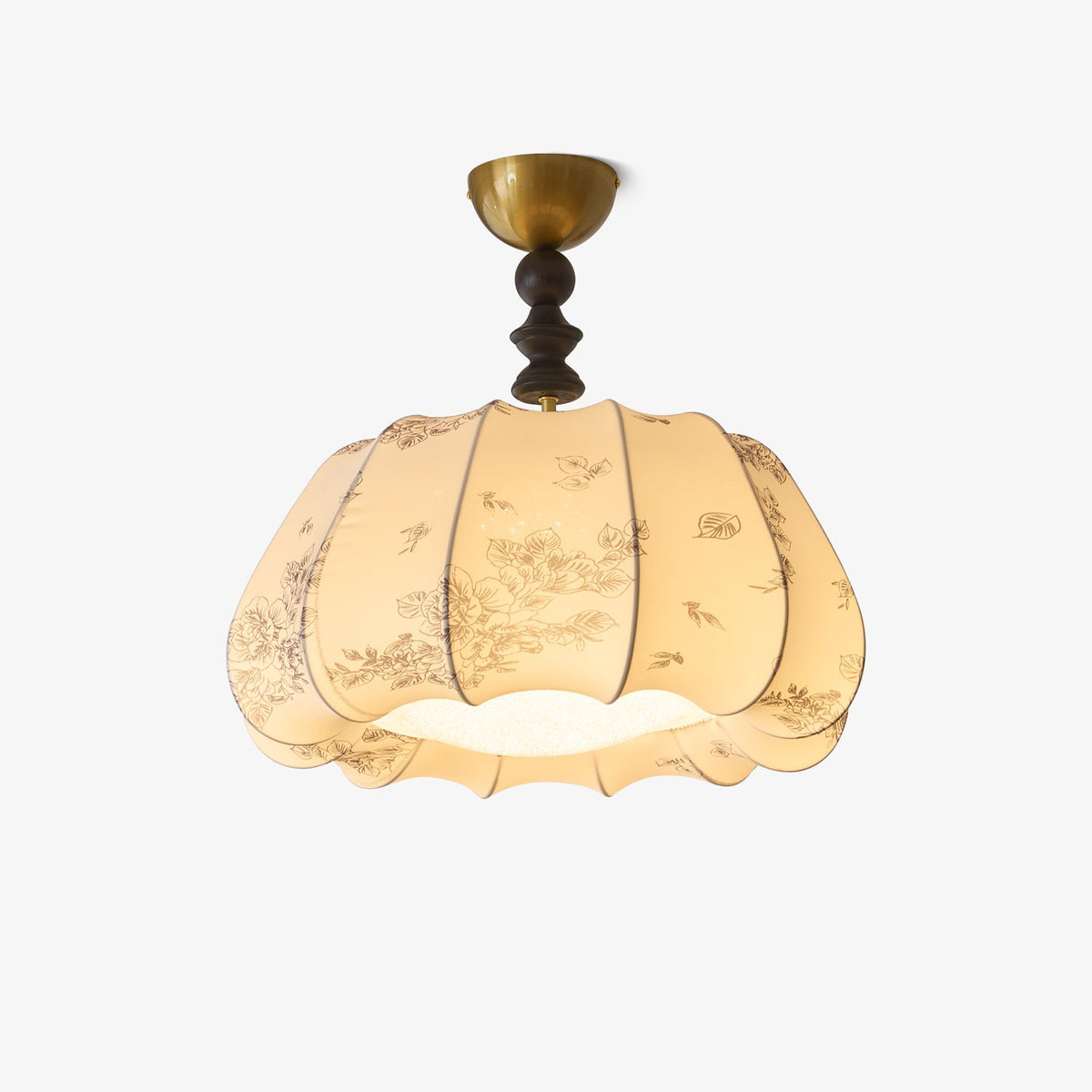 Fleurina Flush Mount Ceiling Light – Fabric, Metal & Wood