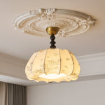 Fleurina Flush Mount Ceiling Light – Fabric, Metal & Wood