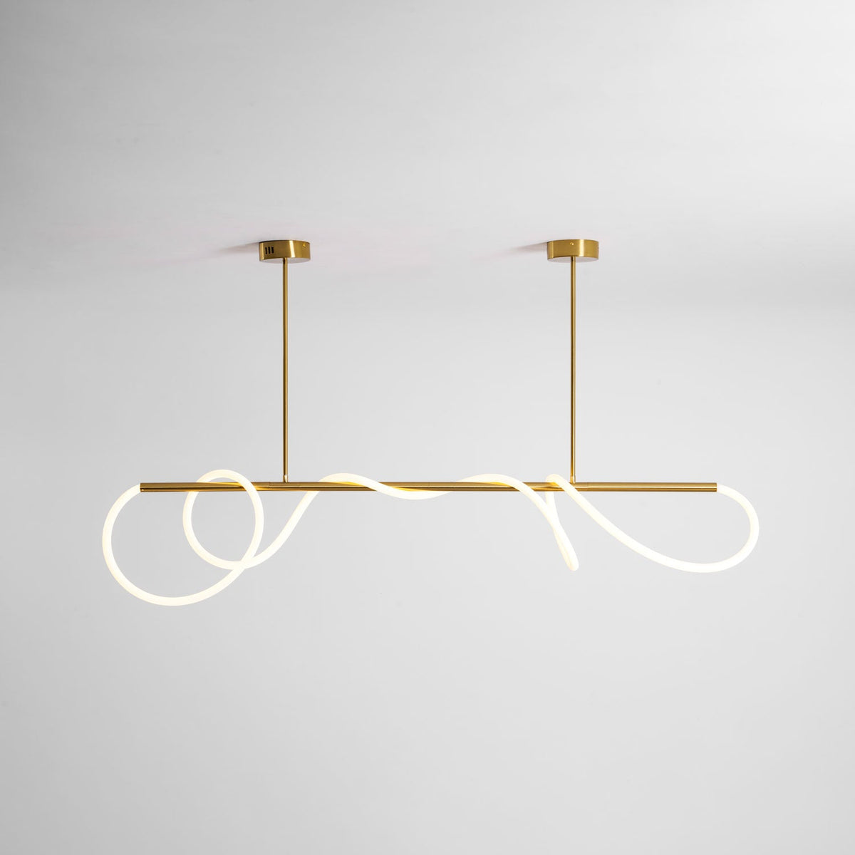 Sculptural Linear Curve LED Chandelier in Gold or Black