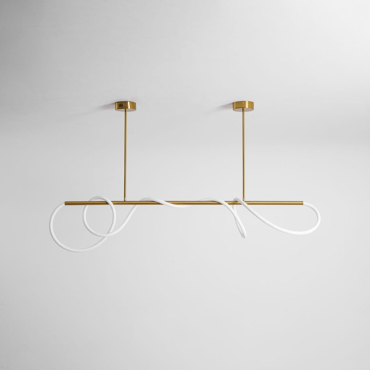 Sculptural Linear Curve LED Chandelier in Gold or Black