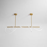 Sculptural Linear Curve LED Chandelier in Gold or Black