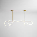 Sculptural Linear Curve LED Chandelier in Gold or Black