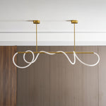 Sculptural Linear Curve LED Chandelier in Gold or Black