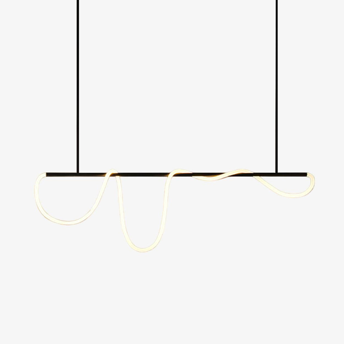 Sculptural Linear Curve LED Chandelier in Gold or Black