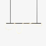 Sculptural Linear Curve LED Chandelier in Gold or Black