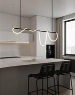 Sculptural Linear Curve LED Chandelier in Gold or Black