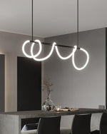 Sculptural Linear Curve LED Chandelier in Gold or Black