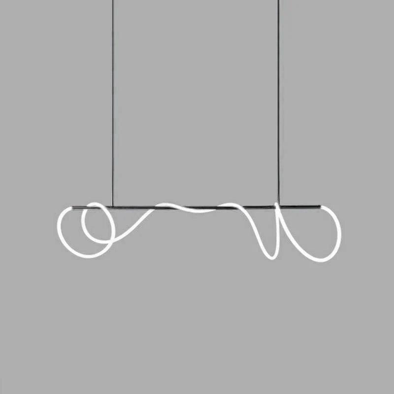 Sculptural Linear Curve LED Chandelier in Gold or Black