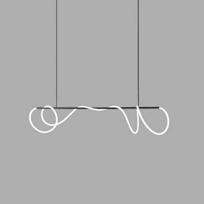 Sculptural Linear Curve LED Chandelier in Gold or Black