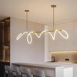 Sculptural Linear Curve LED Chandelier in Gold or Black