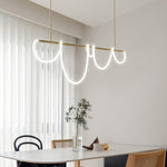 Sculptural Linear Curve LED Chandelier in Gold or Black