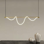 Sculptural Linear Curve LED Chandelier in Gold or Black