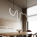 Sculptural Linear Curve LED Chandelier in Gold or Black