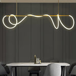 Sculptural Linear Curve LED Chandelier in Gold or Black