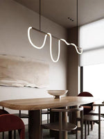 Sculptural Linear Curve LED Chandelier in Gold or Black