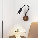 Flexstone Reader Wall Sconce in Walnut and Black Travertine