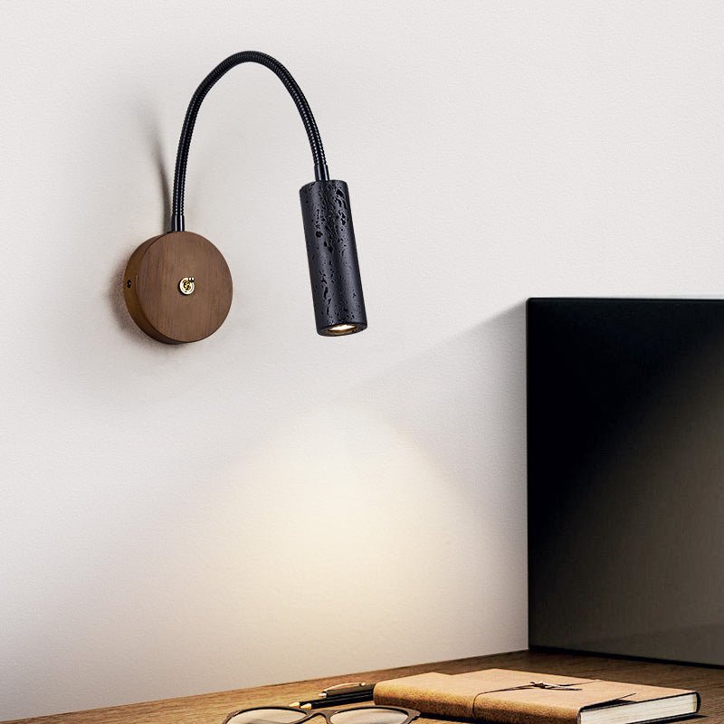 Flexstone Reader Wall Sconce in Walnut and Black Travertine