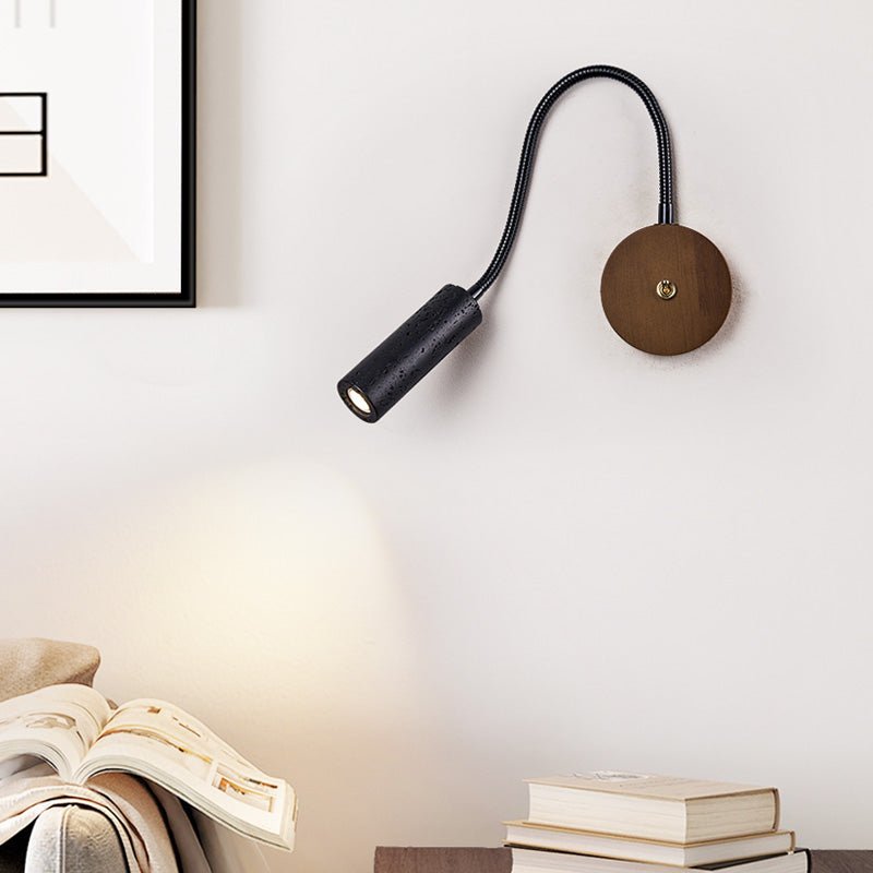 Flexstone Reader Wall Sconce in Walnut and Black Travertine