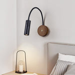 Flexstone Reader Wall Sconce in Walnut and Black Travertine