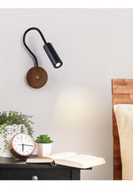 Flexstone Reader Wall Sconce in Walnut and Black Travertine