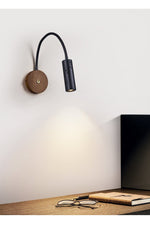 Flexstone Reader Wall Sconce in Walnut and Black Travertine