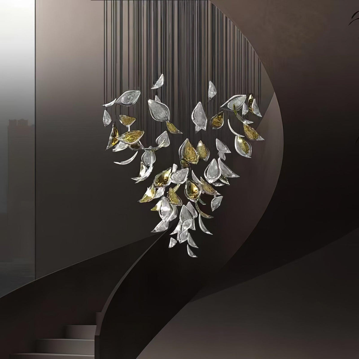 diy-floating-leaves-chandelier