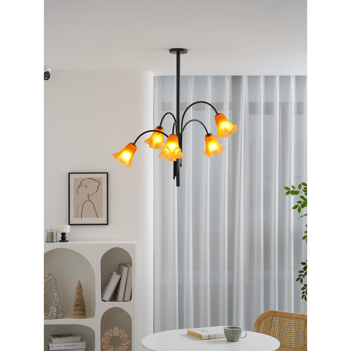Petalia Blossom Chandelier – Floral Glass Pendant Light for Dining Room and Living Room