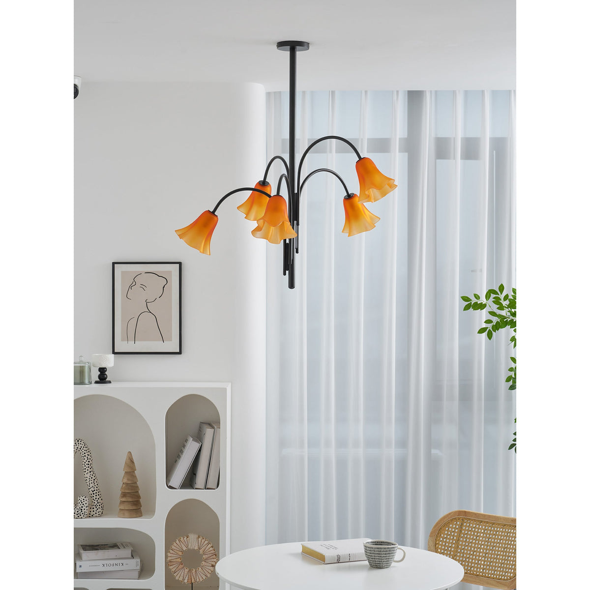 Petalia Blossom Chandelier – Floral Glass Pendant Light for Dining Room and Living Room