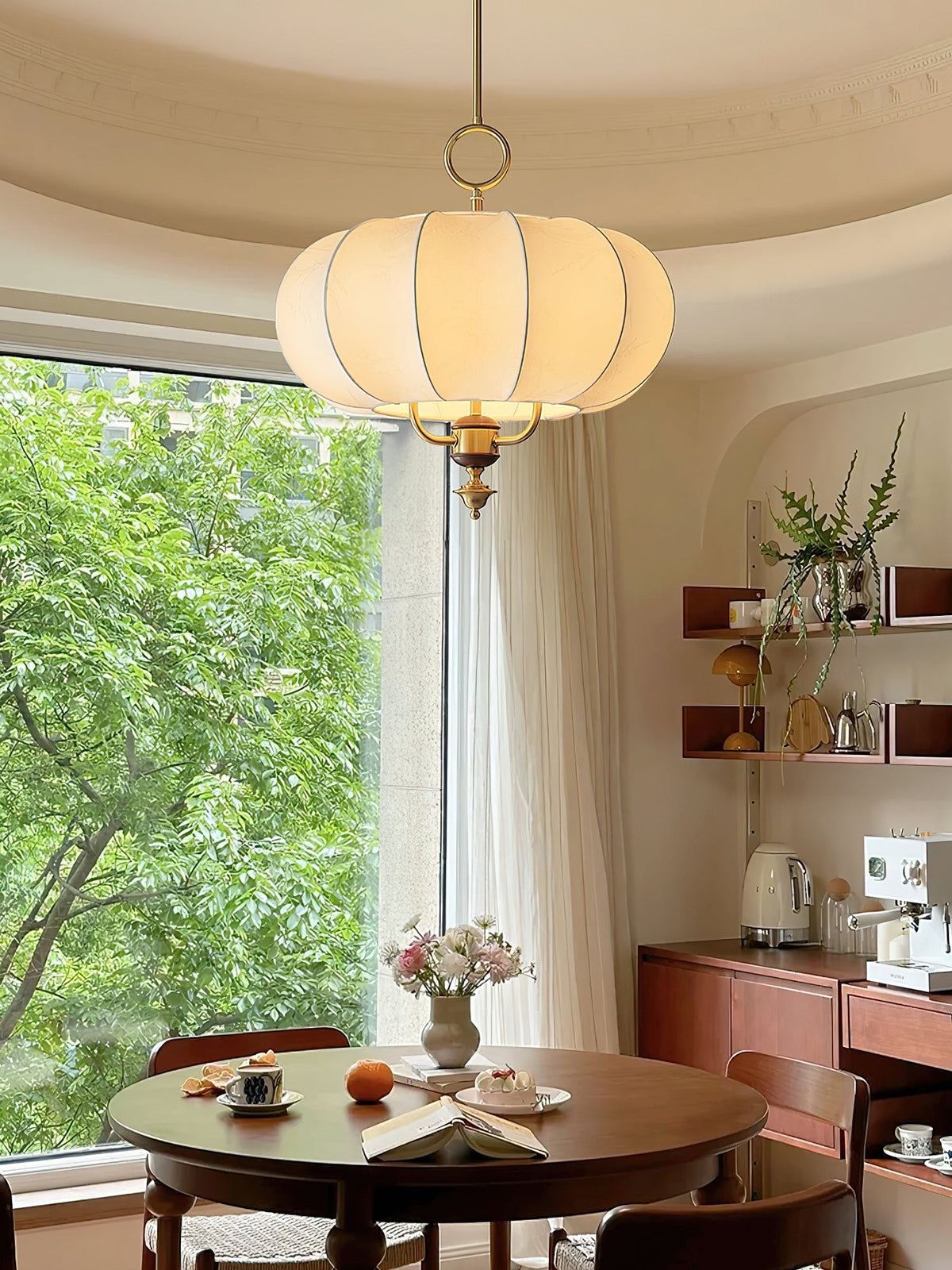 Florabelle Lantern Pendant Light – Modern Designer Ceiling Lamp with Wood Accent