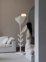 Florae Sculptural Floor Lamp – Hand-Textured Matte White, 79" Tall