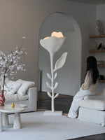Florae Sculptural Floor Lamp – Hand-Textured Matte White, 79" Tall