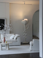 Florae Sculptural Floor Lamp – Hand-Textured Matte White, 79" Tall